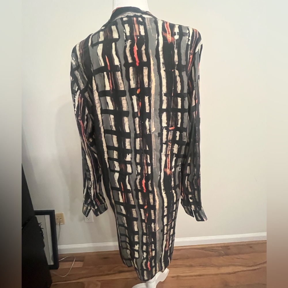 **ASOS** Abstract Patterned Long-Sleeve Button-Down Dress - Picture 5 of 7